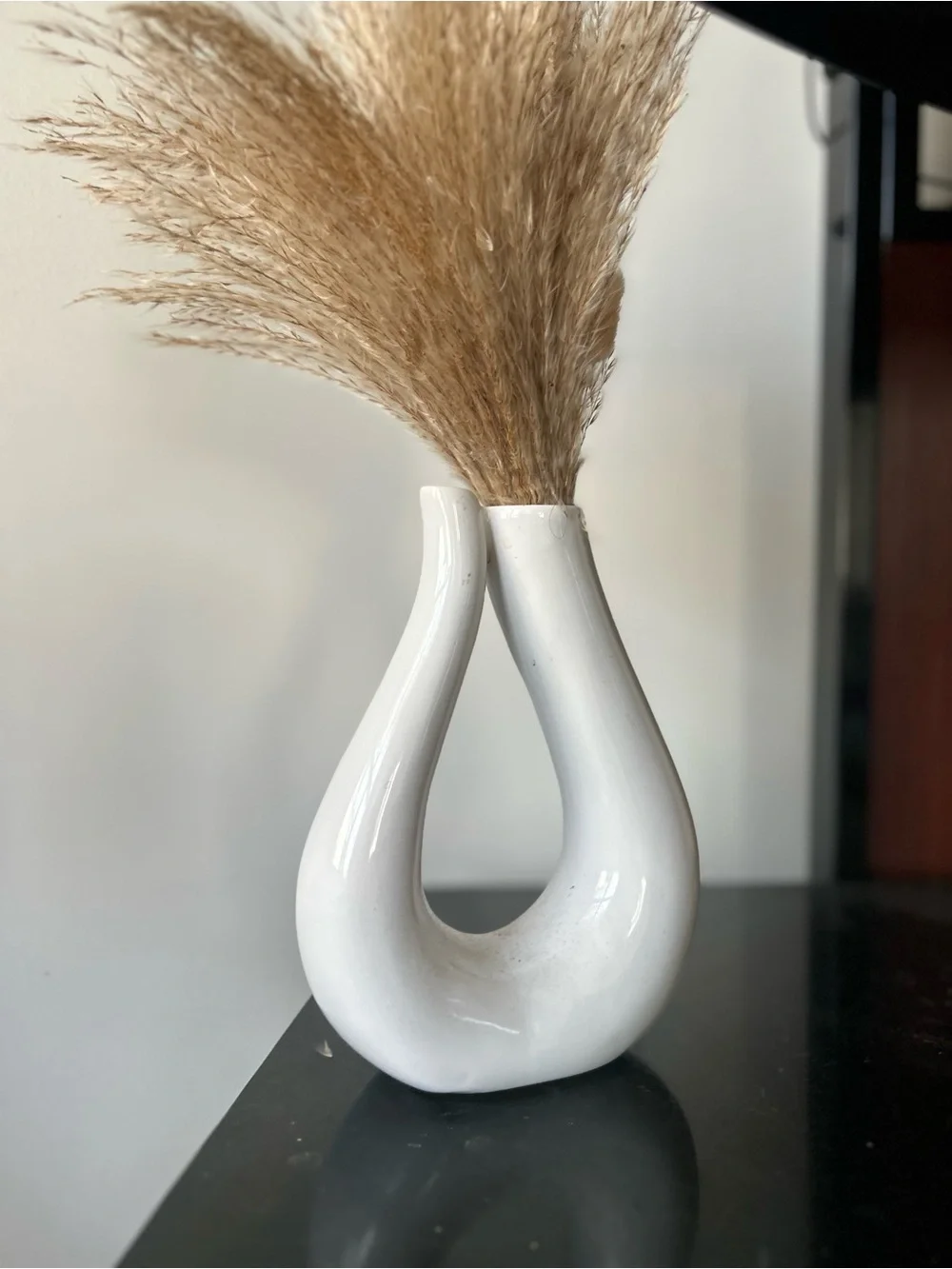 White Double-Neck Ceramic Vase - Modern Home Accent
